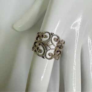 Sarah Coventry SILVERY LACE 1974 Silver Scroll Ring Size 7